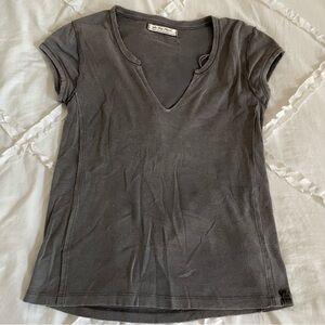 We The Free Charcoal V-Neck Short Sleeve Tee